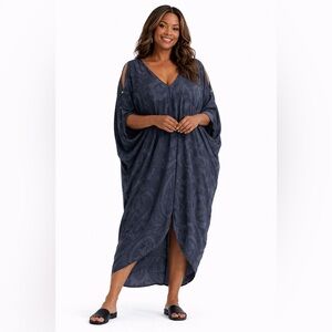 NWT Plus Size Organic Viscose Boho Kaftan Dress,Relaxed Fit 14–20 Paisley Caftan